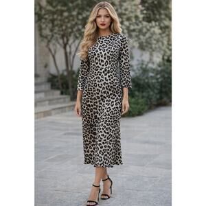Rag & Bone New York Leopard Print 100% Silk MIDI Dress Size 6 Made in USA